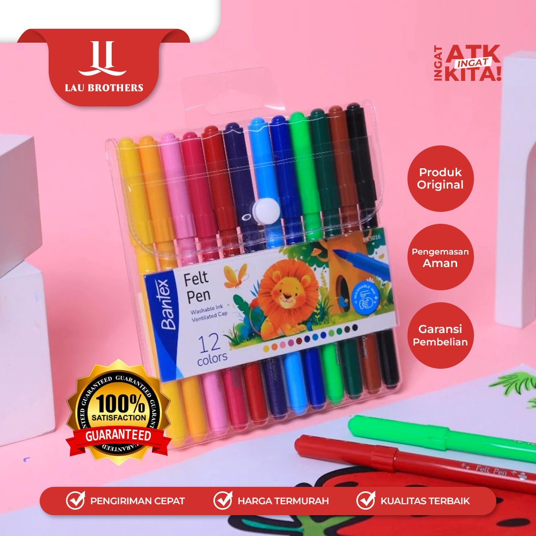 BANTEX PULPEN FELT/ FELT PEN 12 BK3016 (1SET)