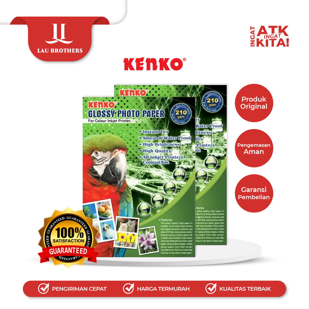 KENKO KERTAS FOTO MENGKILAP/ GLOSSY PHOTO PAPER A4 210gsm (1PACK/ 20SHEETS)