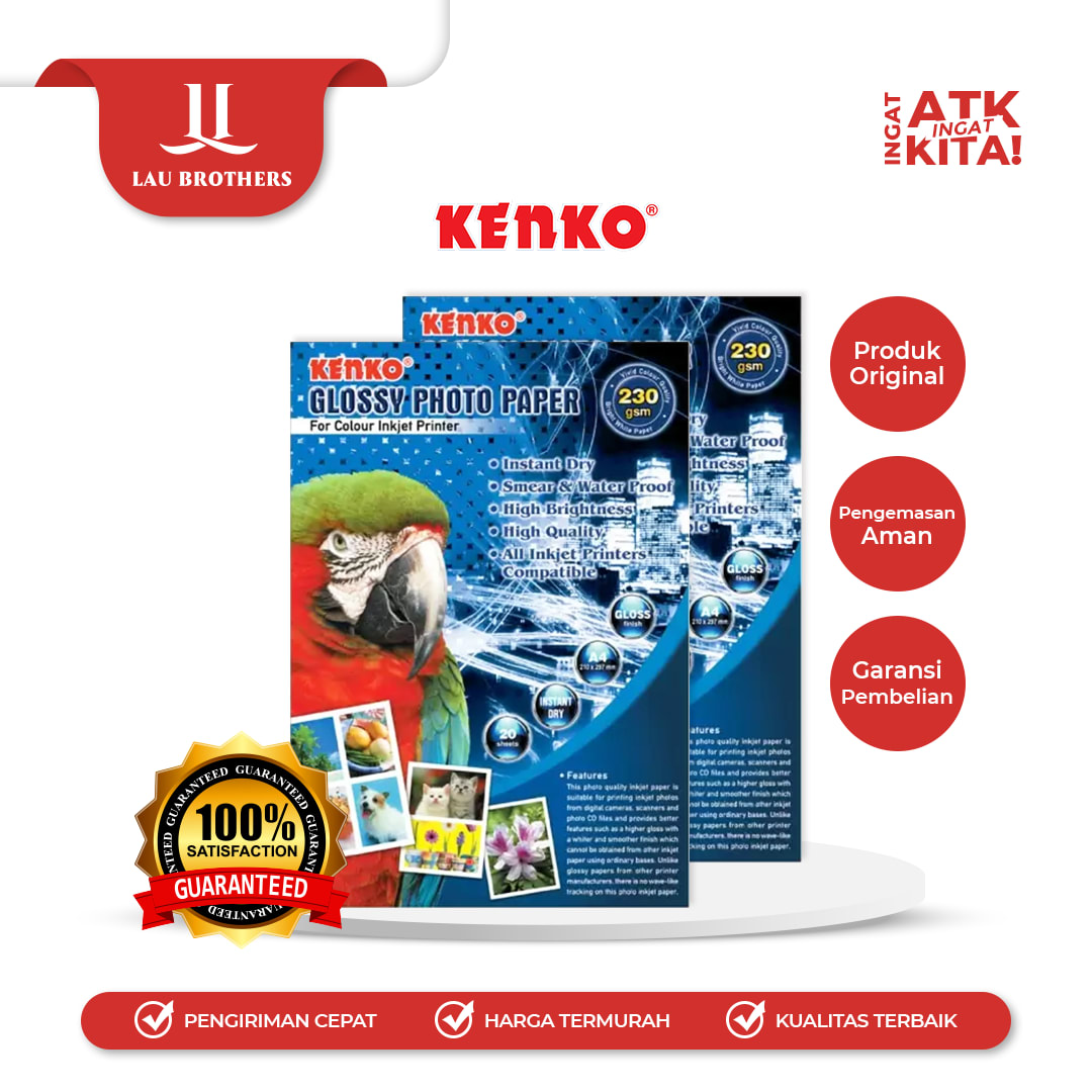 KENKO KERTAS FOTO MENGKILAP/ GLOSSY PHOTO PAPER A4 230gsm (1PACK/ 20SHEETS)