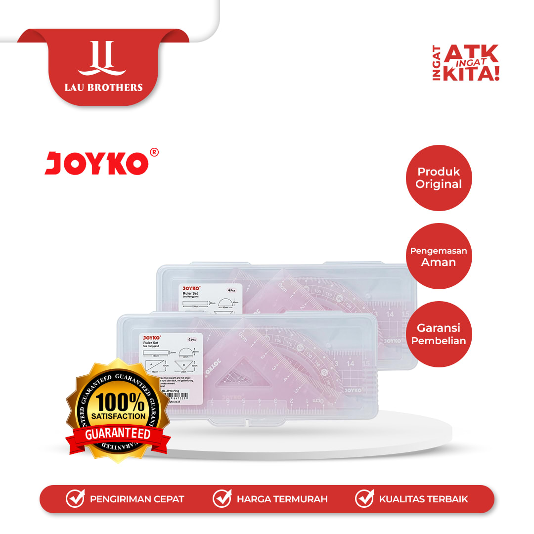 JOYKO SET PENGGARIS/ RULER SET PL-PS3-PINK (1SET/ 4PCS)