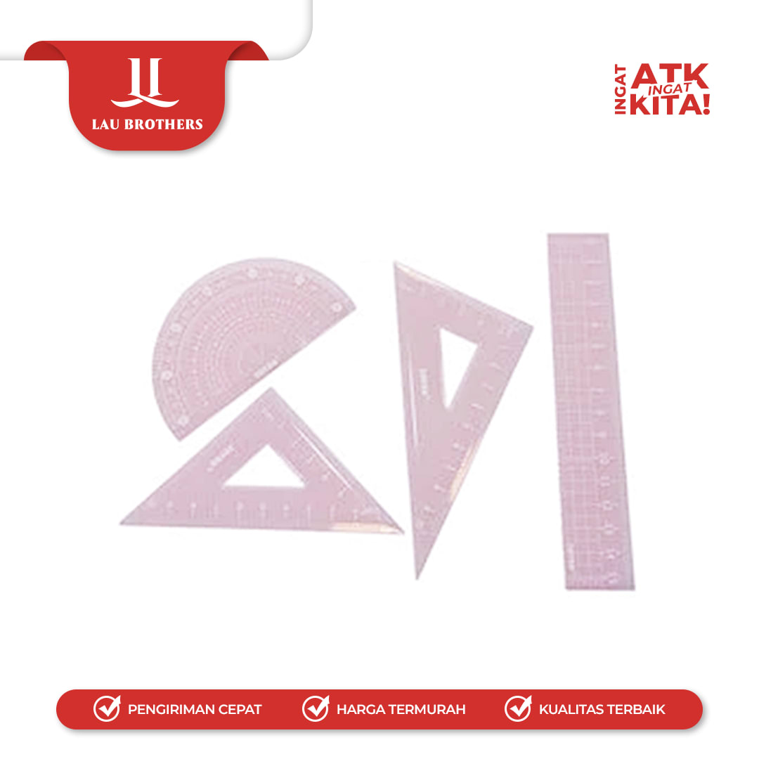 JOYKO SET PENGGARIS/ RULER SET PL-PS3-PINK (1SET/ 4PCS) - Image 3