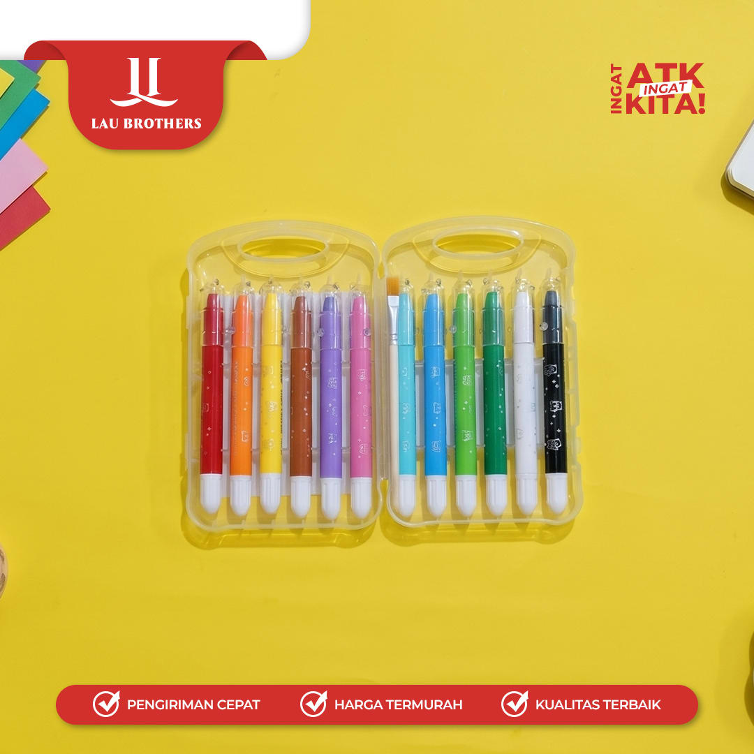 KENKO 12 KRAYON LUNAK/ SILKY CRAYON SKC-BR-12 (1SET) - Image 3