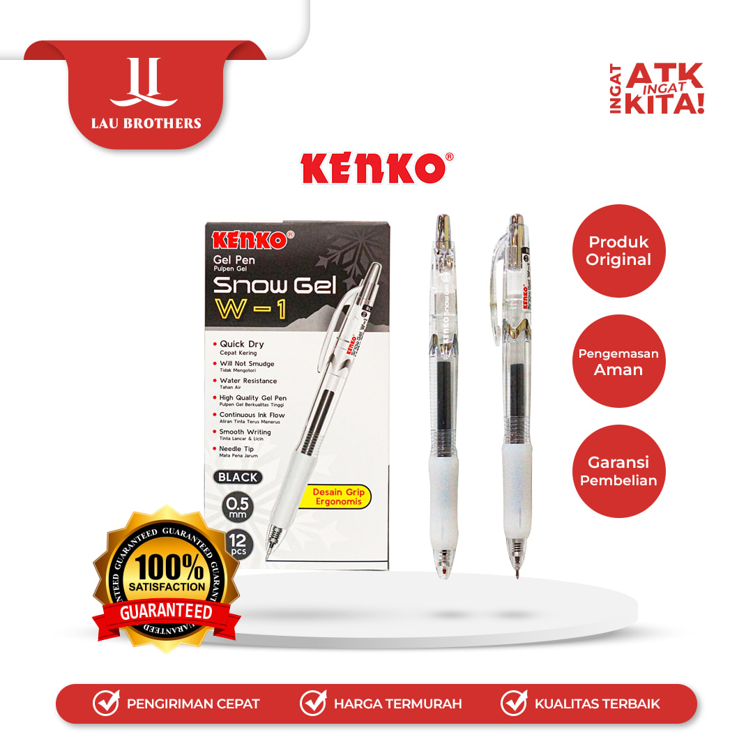KENKO PULPEN GEL/ GEL PEN SNOW GEL W-1 (1LUSIN/ 12PCS)