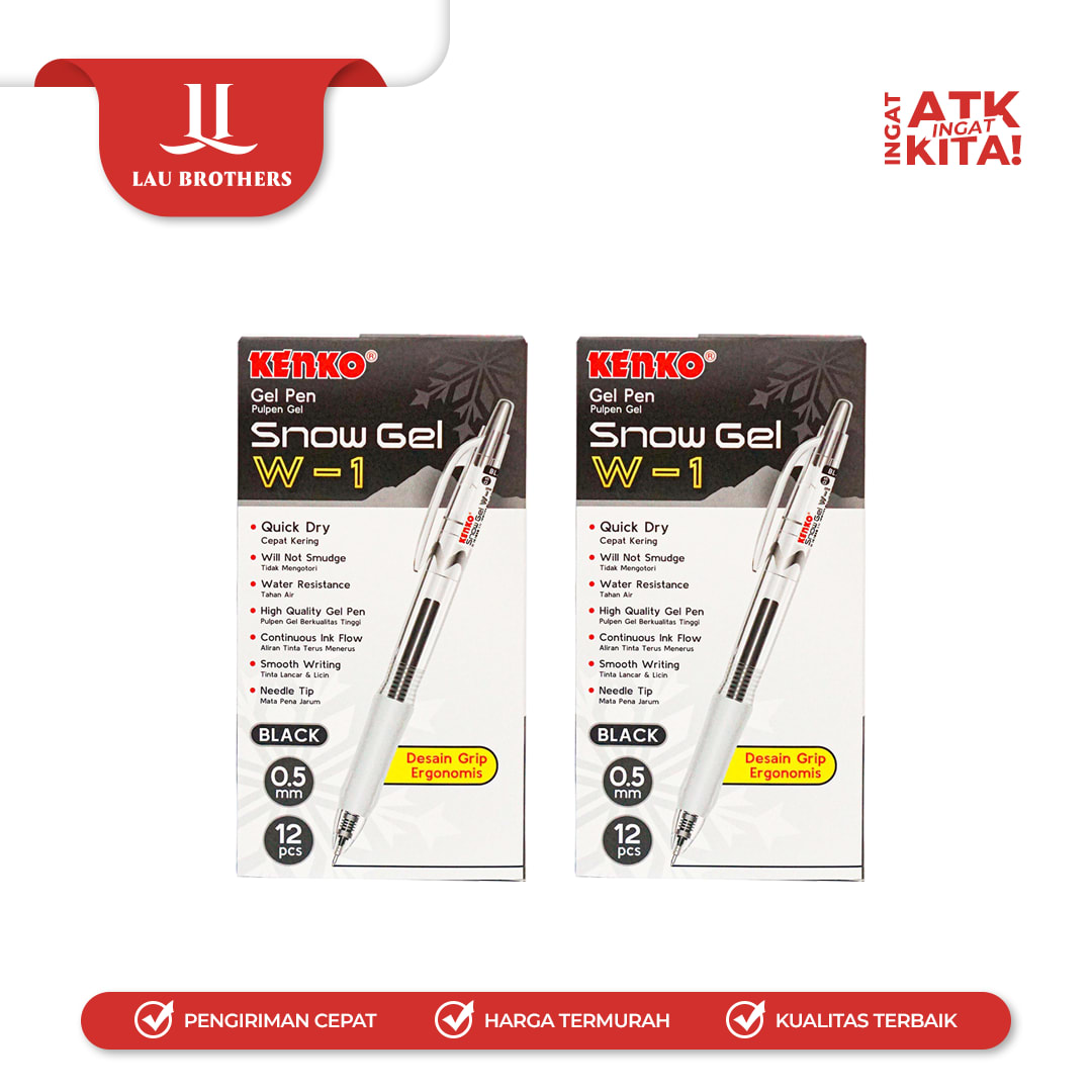 KENKO PULPEN GEL/ GEL PEN SNOW GEL W-1 (1LUSIN/ 12PCS) - Image 3