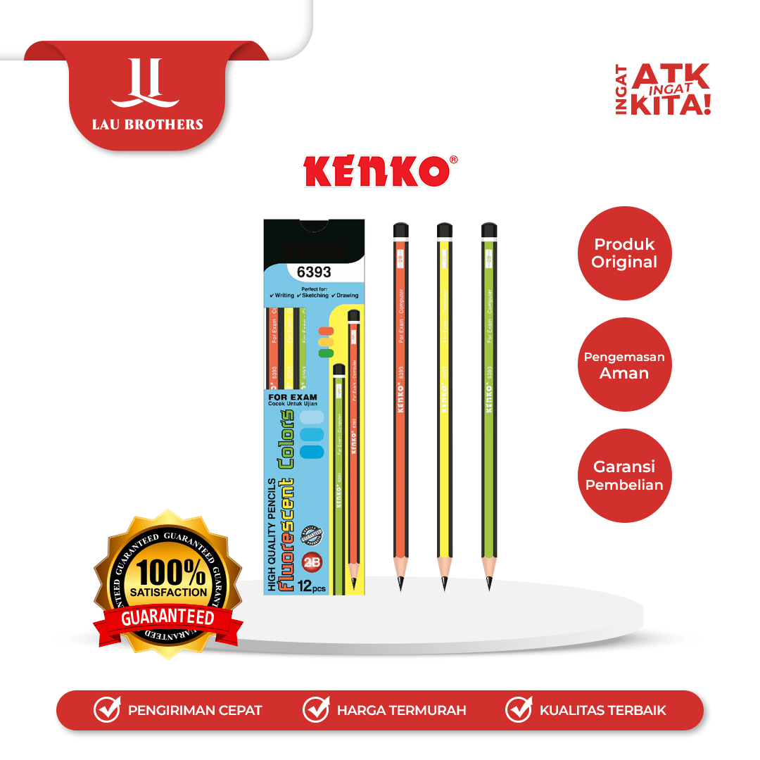 KENKO PENSIL 2B-6393 FLUORESCENT MIX COLOUR (1LSN/ 12PCS)