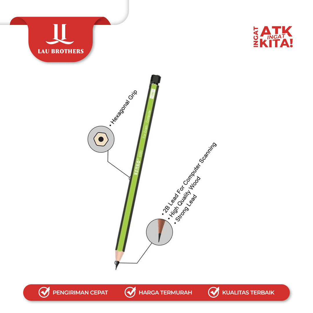 KENKO PENSIL 2B-6393 FLUORESCENT MIX COLOUR (1LSN/ 12PCS) - Image 3