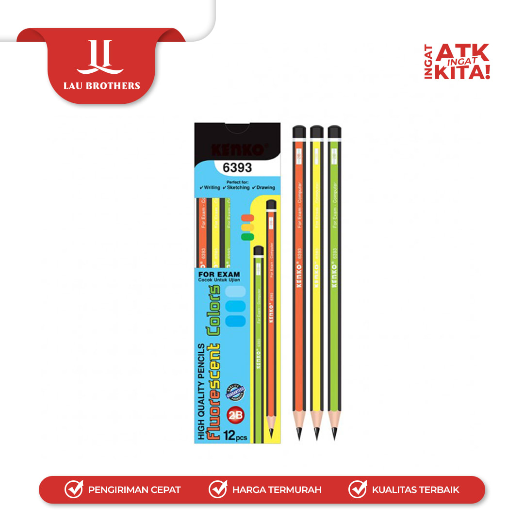 KENKO PENSIL 2B-6393 FLUORESCENT MIX COLOUR (1LSN/ 12PCS) - Image 2