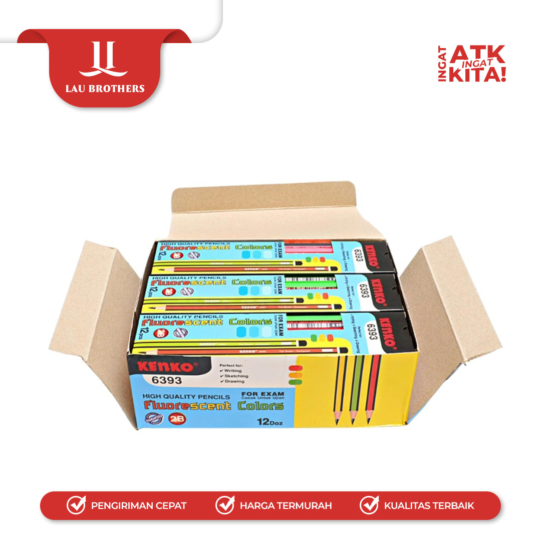 KENKO PENSIL 2B-6393 FLUORESCENT MIX COLOUR (1LSN/ 12PCS) - Image 4