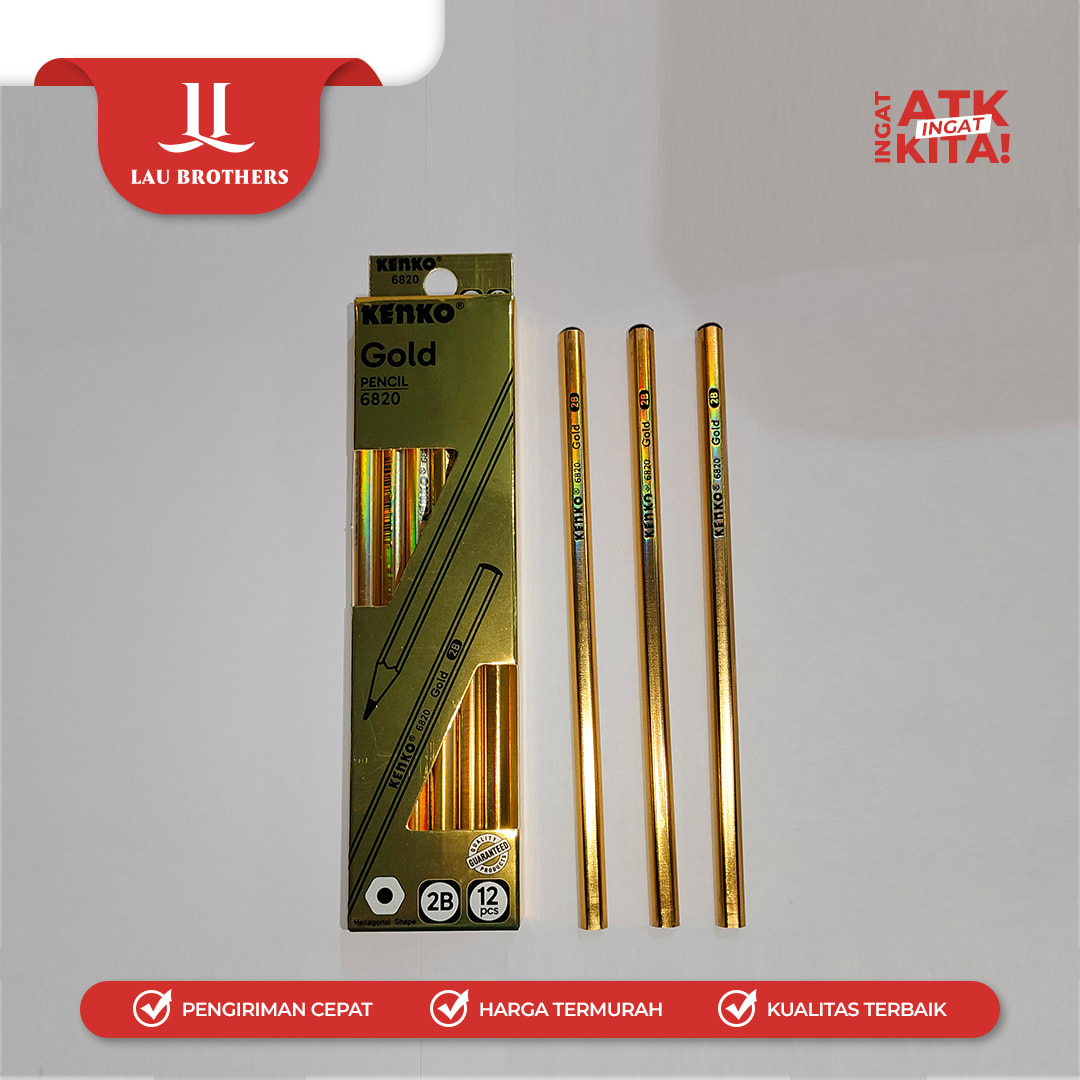 KENKO PENSIL 2B-6820 GOLD (1LSN/ 12PCS) - Image 3