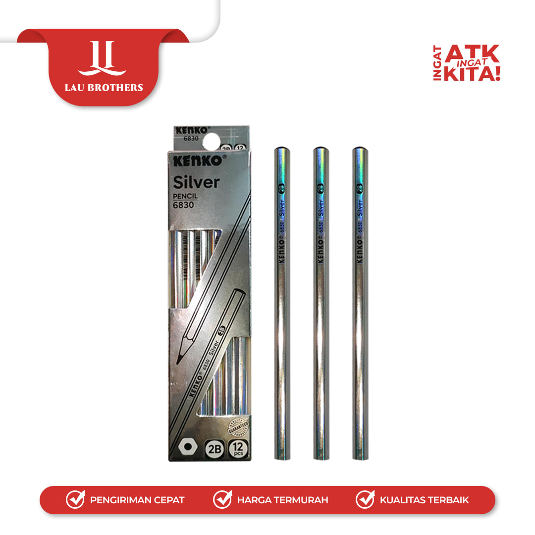 KENKO PENSIL 2B-6830 SILVER (1LSN/ 12PCS) - Image 3