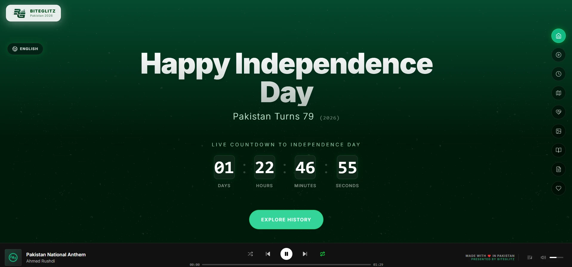 Pakistan Independence Day 2026 — Countdown, History & Tributes | BiteGlitz