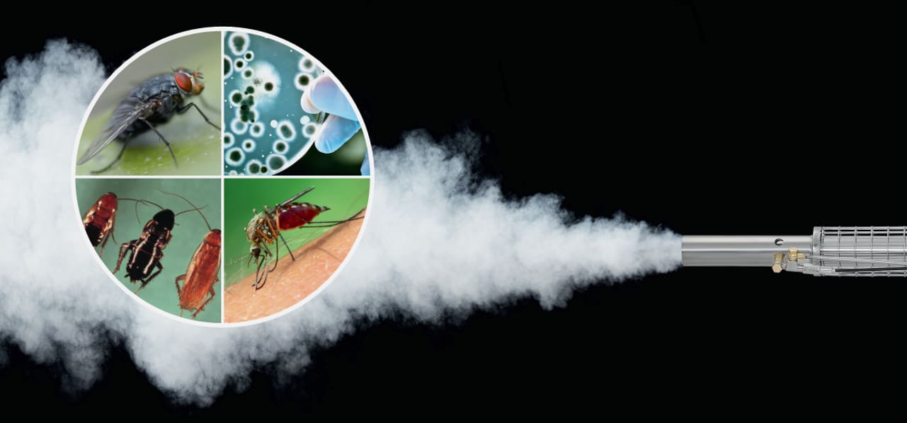 100X thermal fogging machine — operator at work