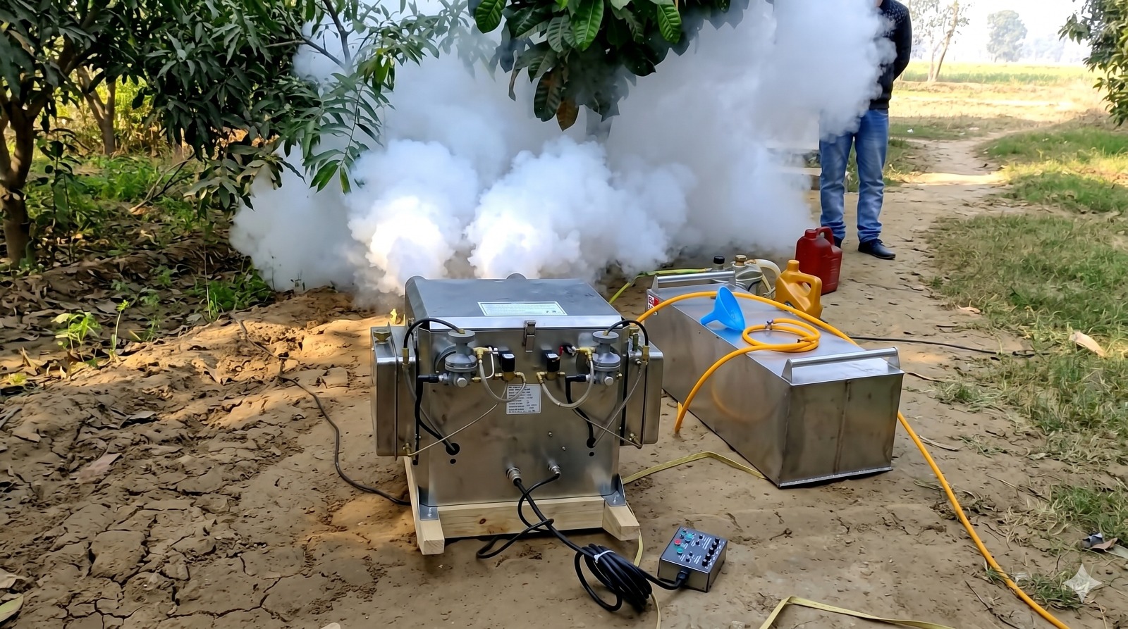 Double Barrel Thermal Fogging Machine | Vehicle Mountable| 100XDB400 deployment 3