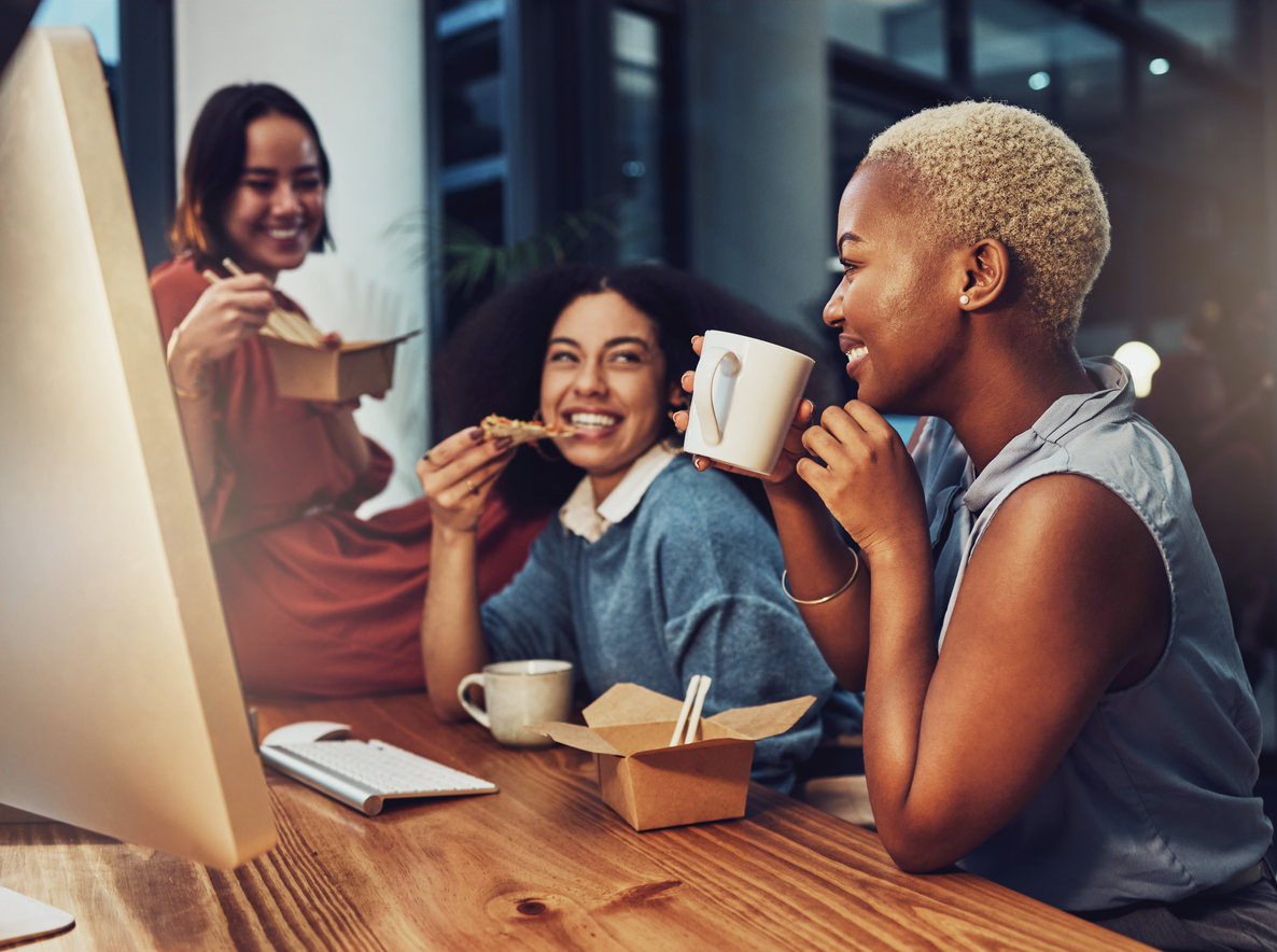 woman eating lunch together