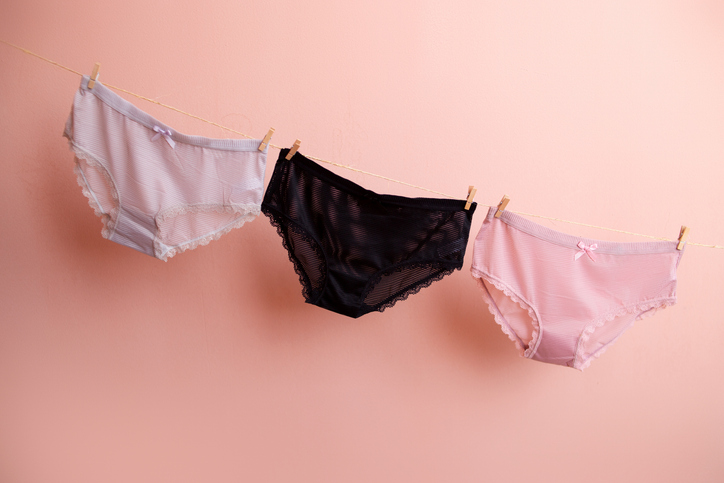 women's underwear on a clothing line