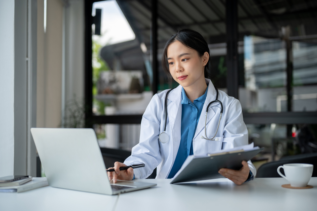 doctor working on her laptop