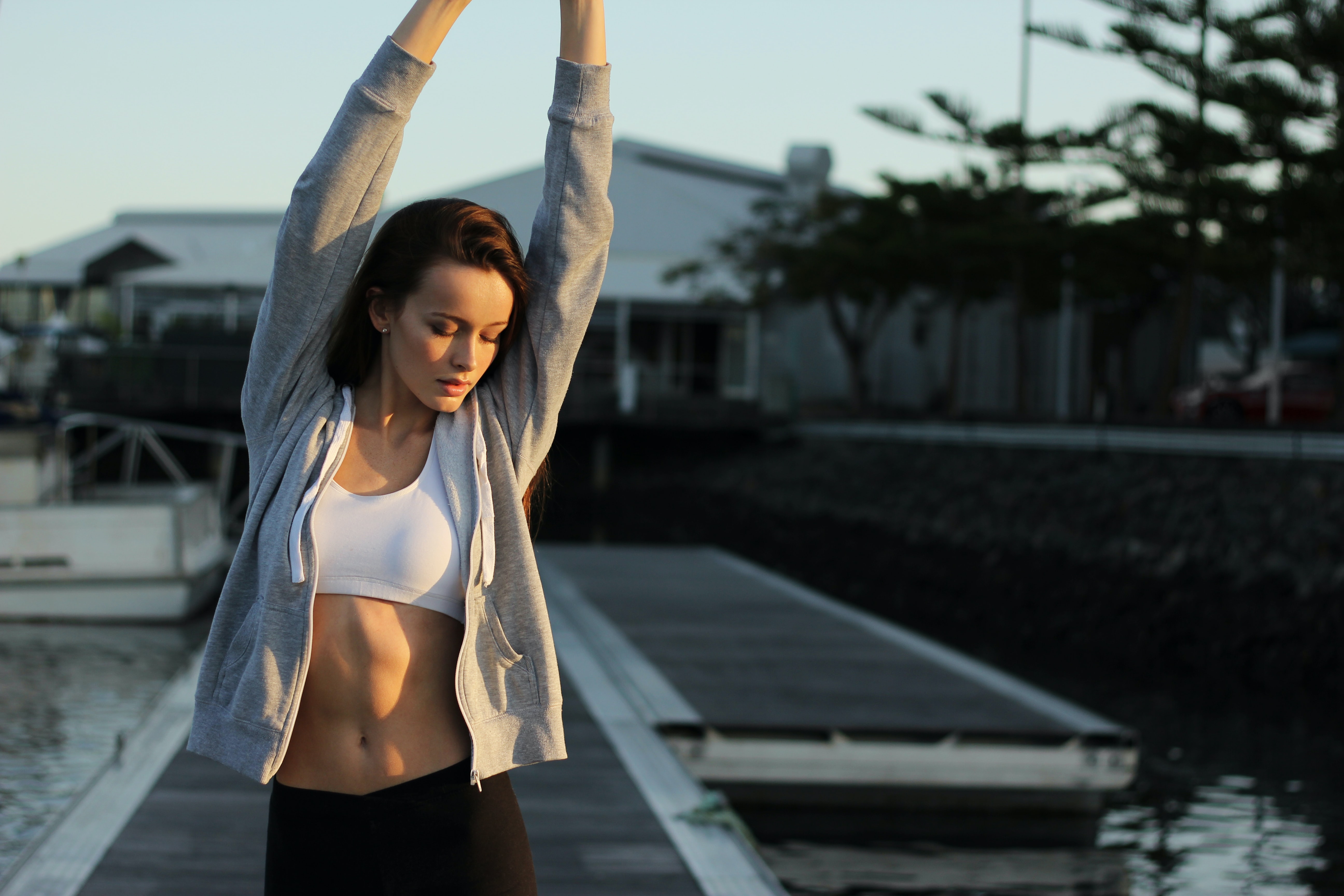 woman doing yoga outdoors