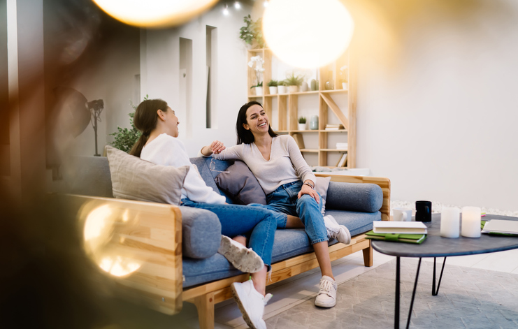 two women friends talking