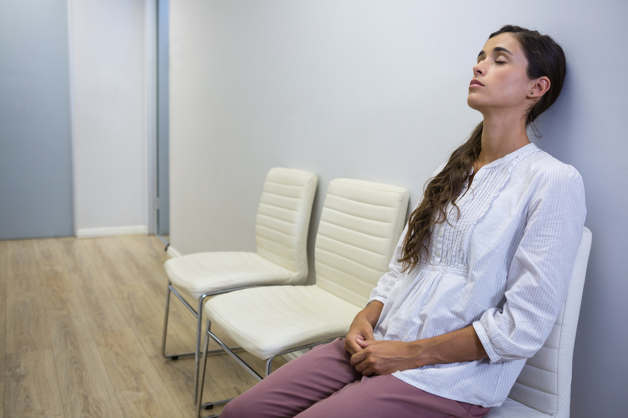 woman in a doctor's office waiting room