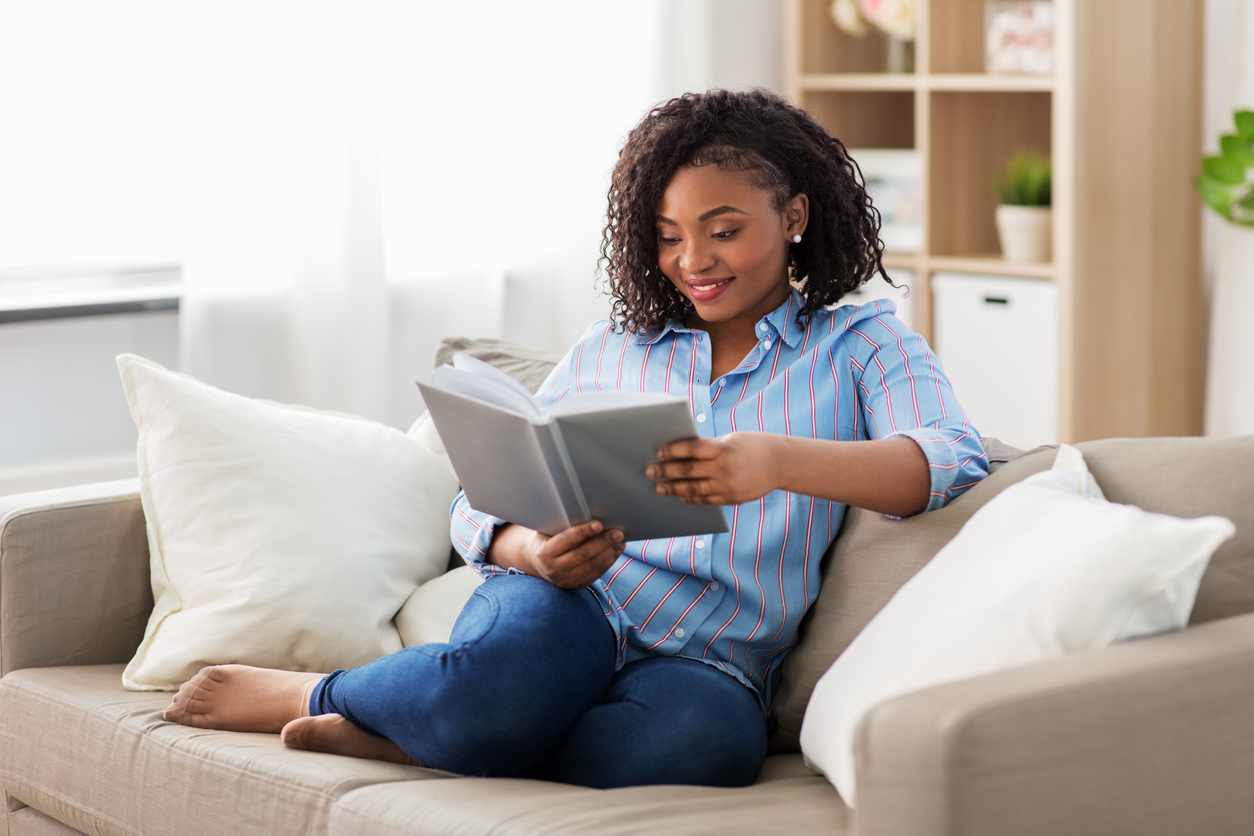 woman reading a book