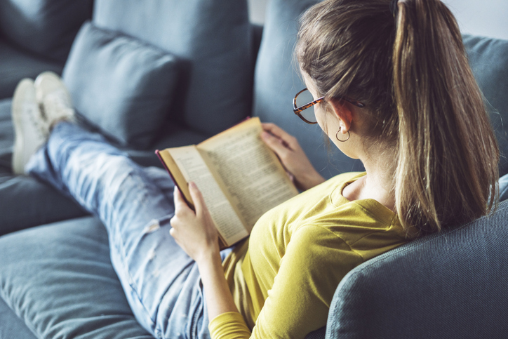 woman reading a book