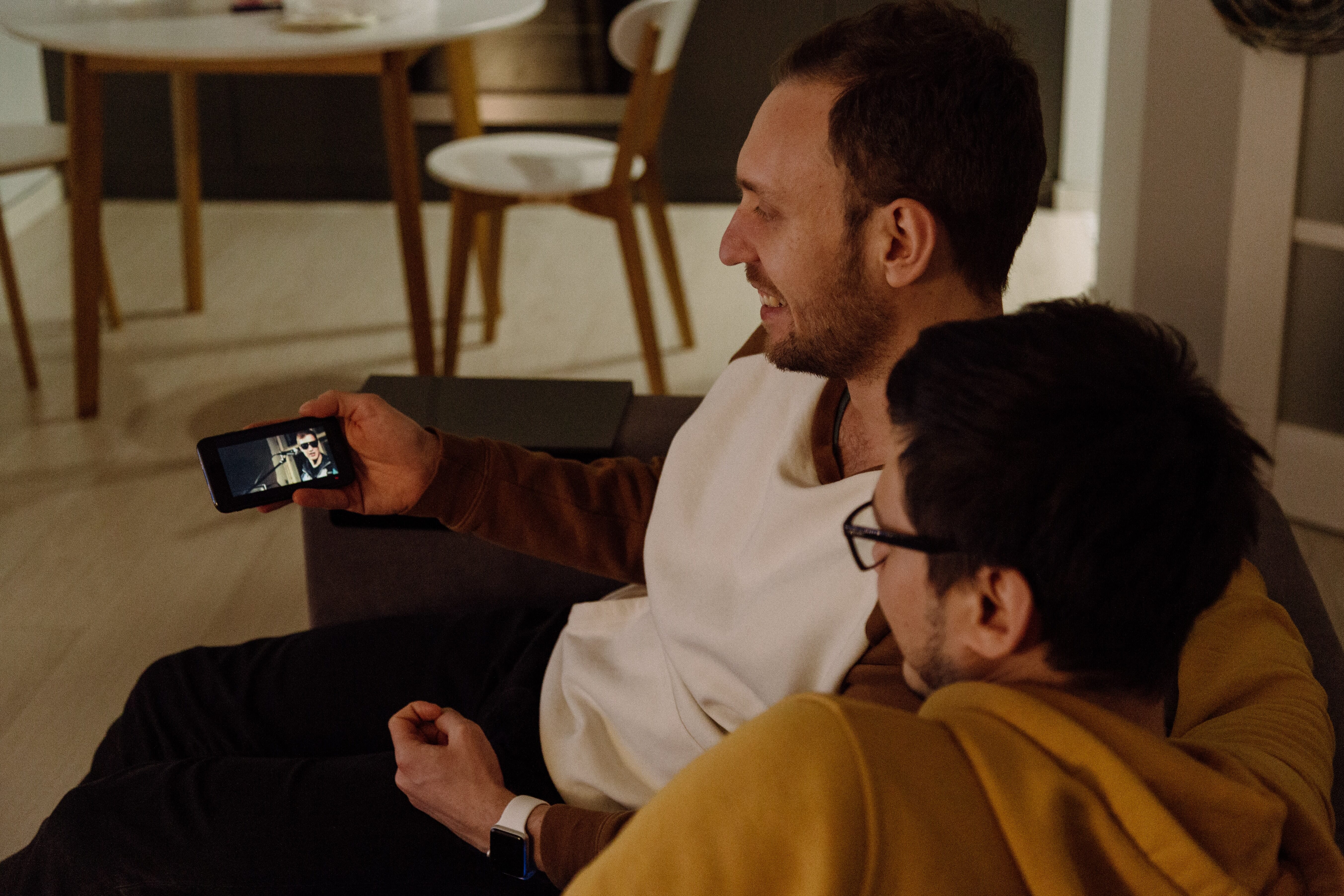 couple watching a video on a phone