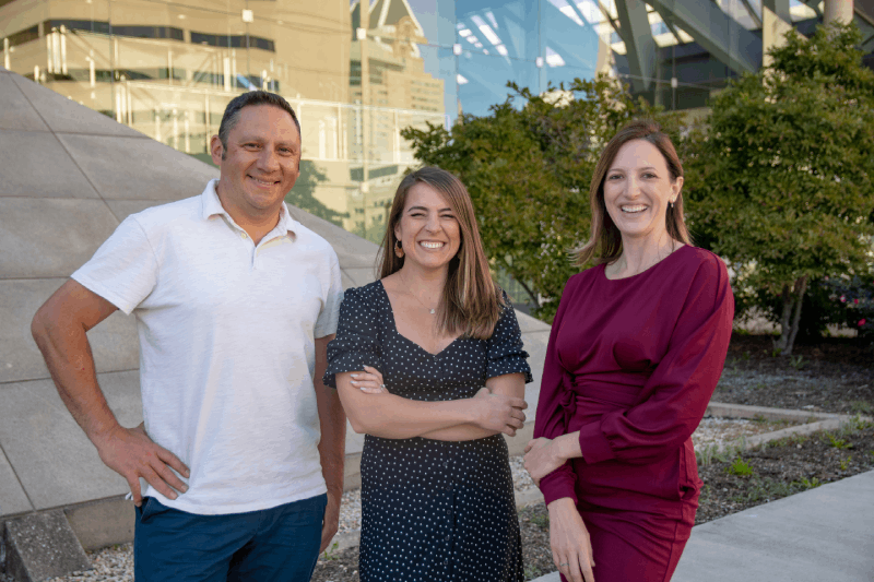 co-founders of rescripted peregrin marshall, kristyn hodgdon, and abby mercado