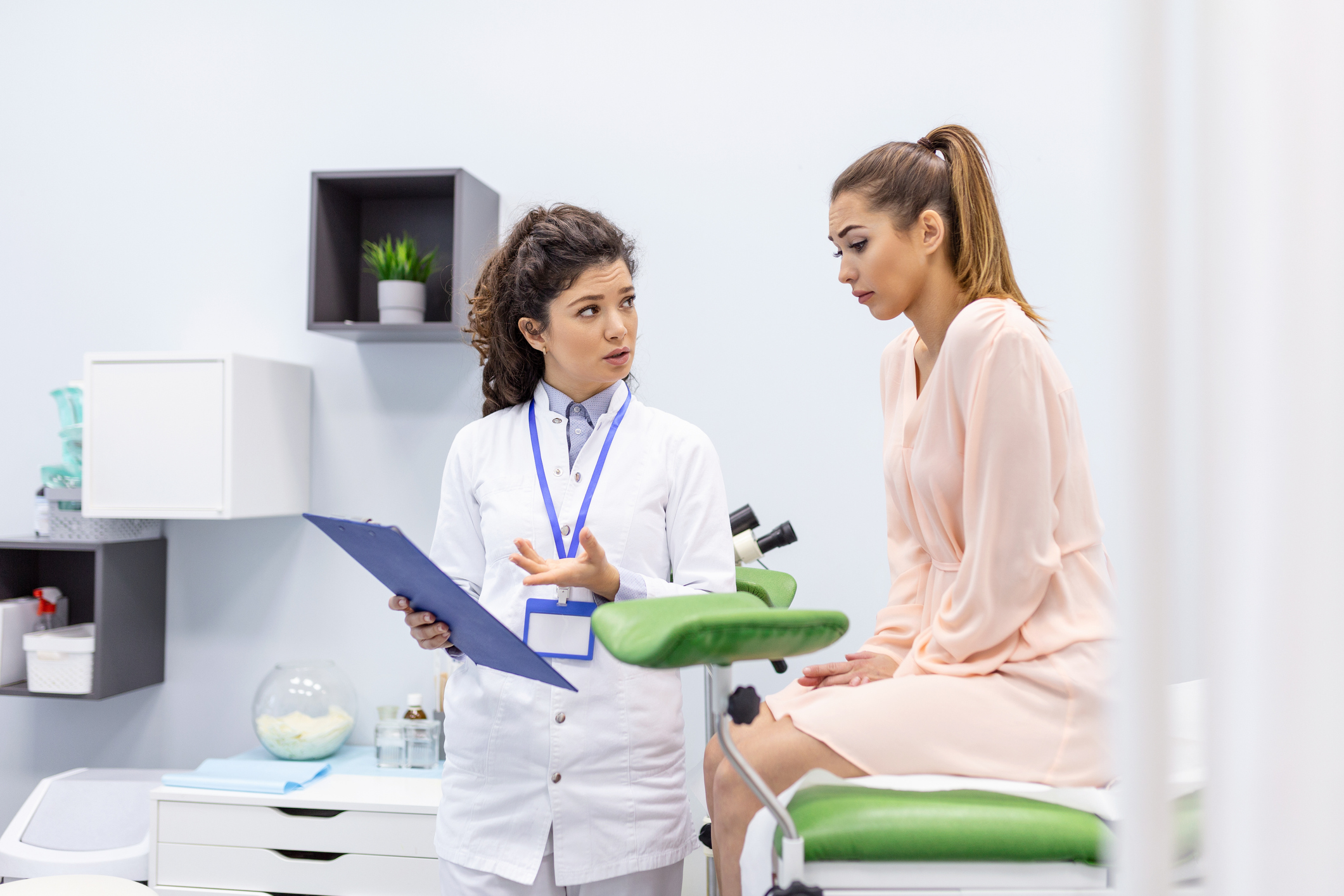 woman getting a diagnostic test for endometriosis