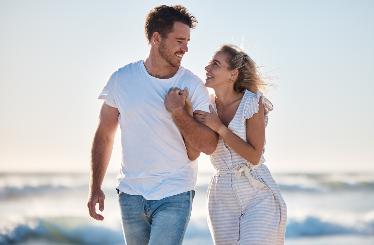 couple walking on the beach