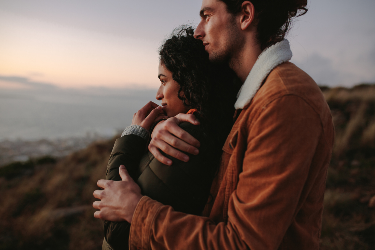 couple watching the sun set