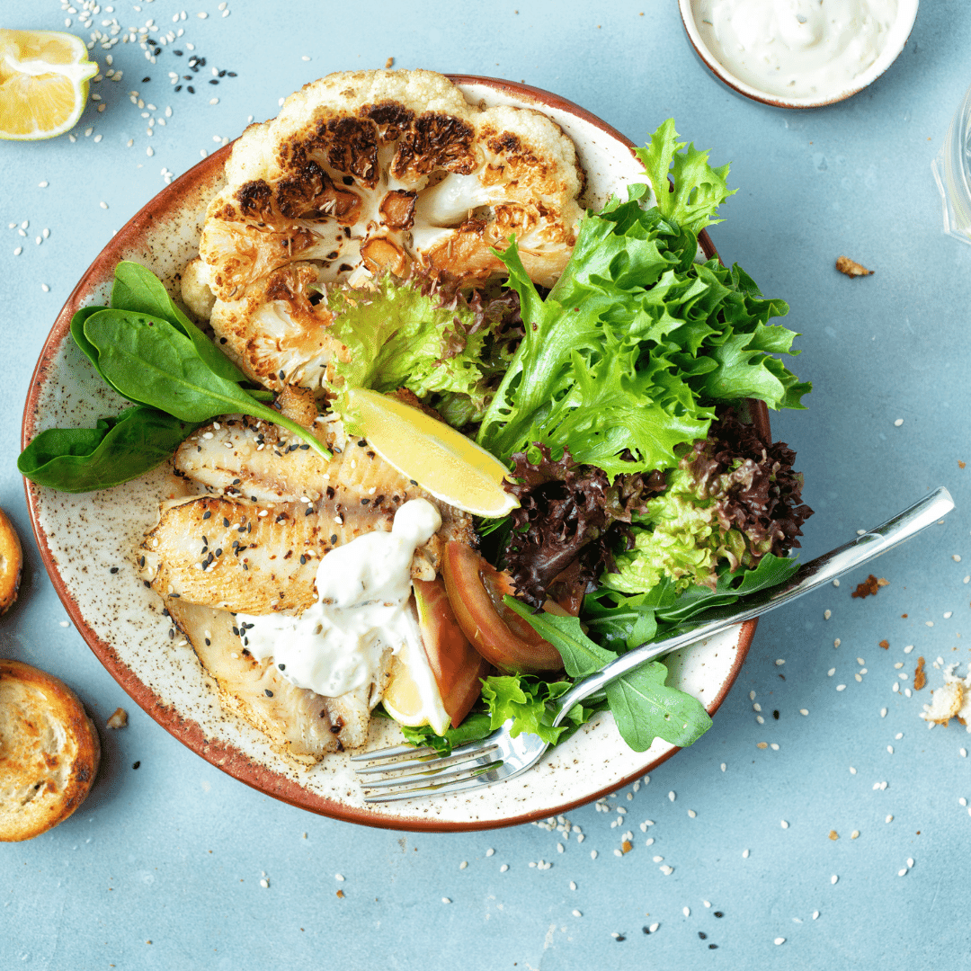 plate of healthy mediterranean food