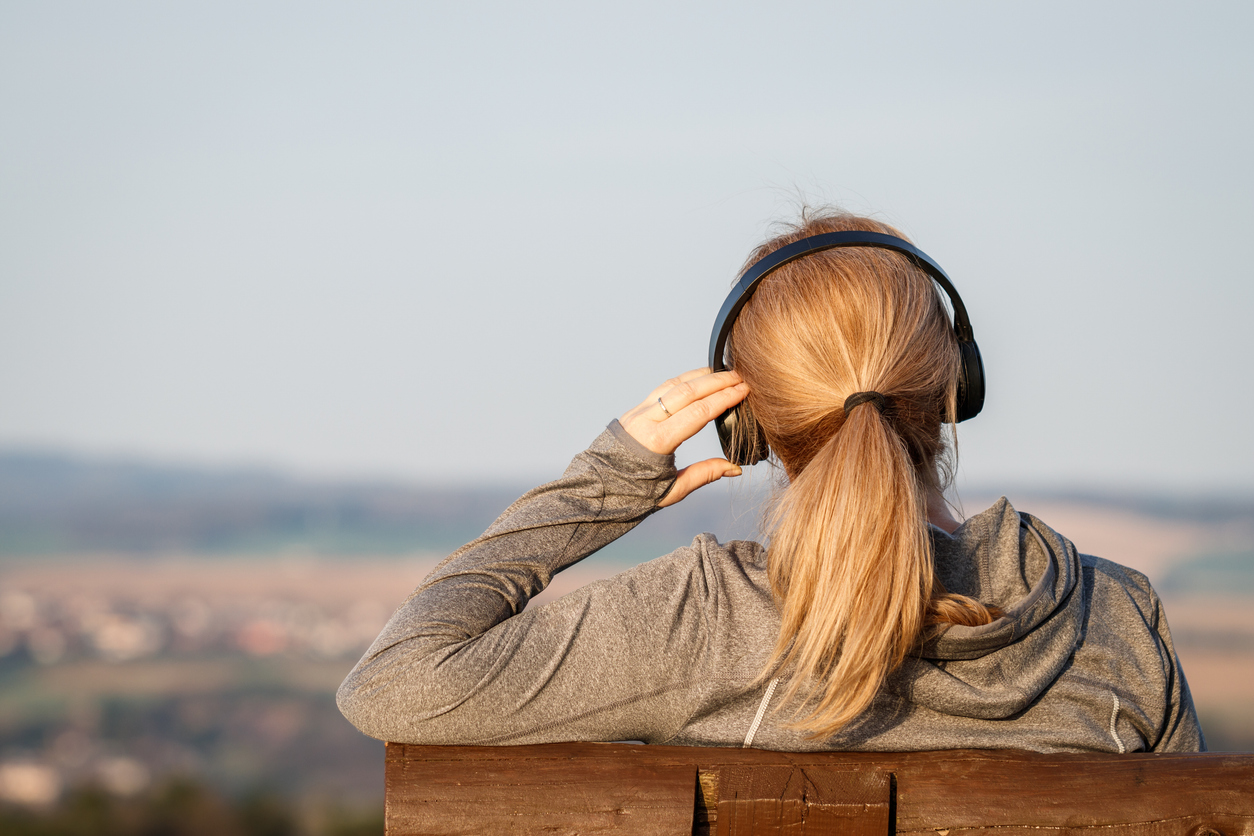 woman wearing headphones