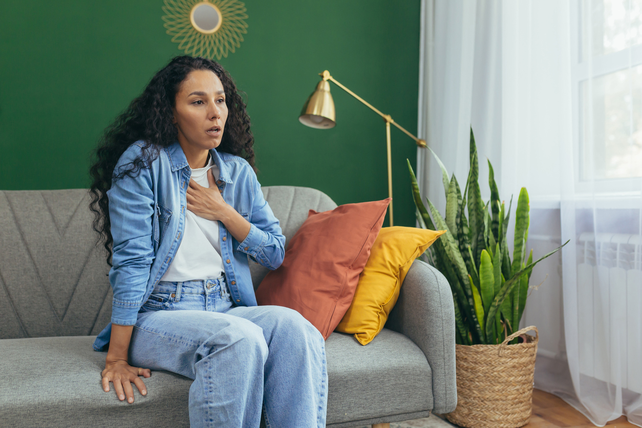 woman having shortness of breath