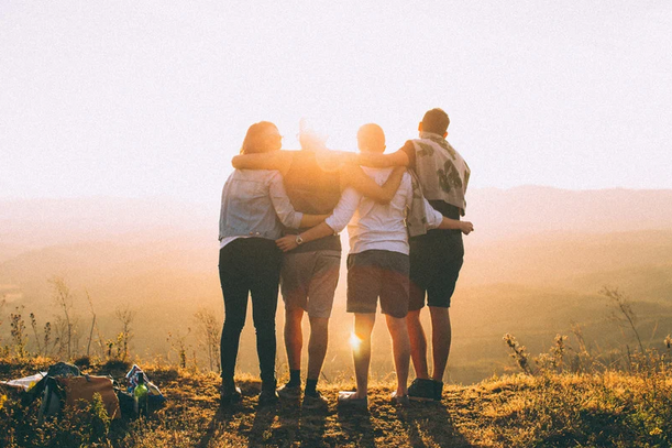 group of friends on a hike