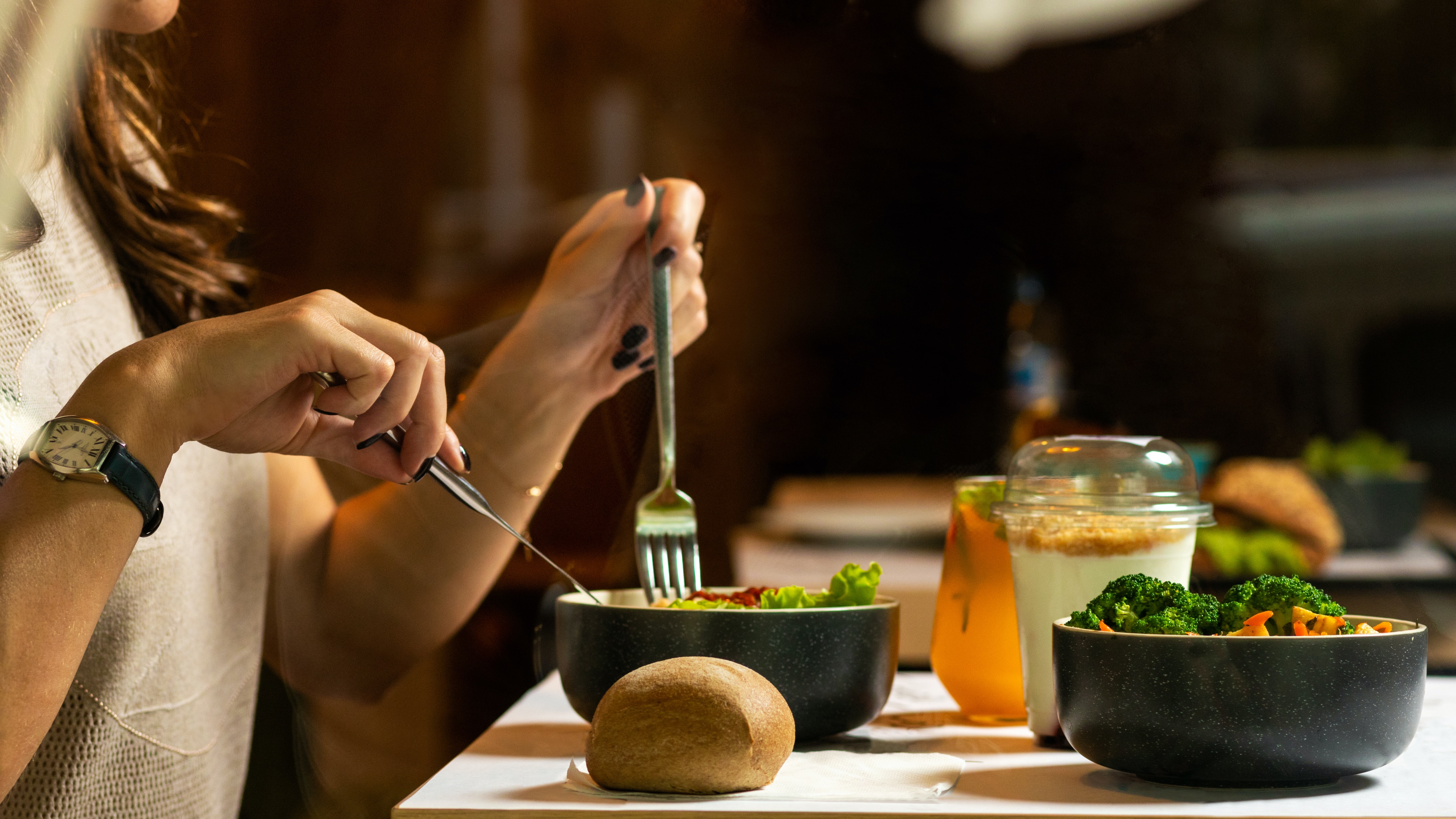 woman eating a healthy vegan meal