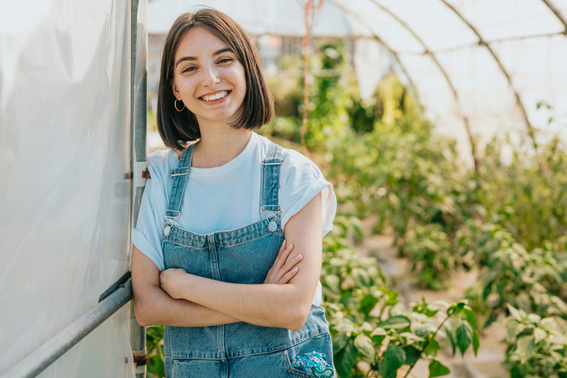 woman smiling in her backyard