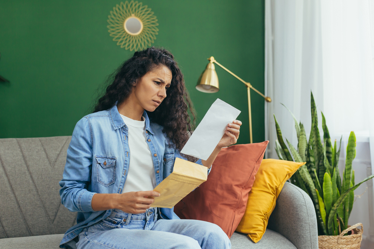 woman reading test results