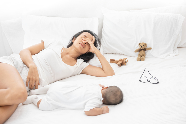exhausted new mom