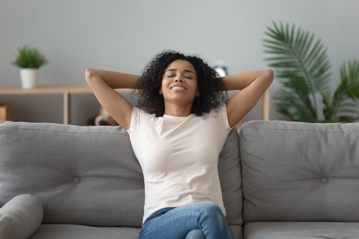 woman feeling relief from itchy labia during her period