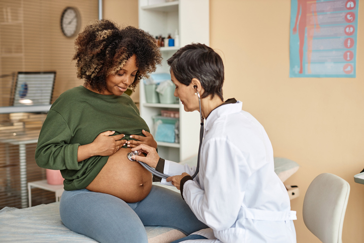pregnant woman at a prenatal appointment