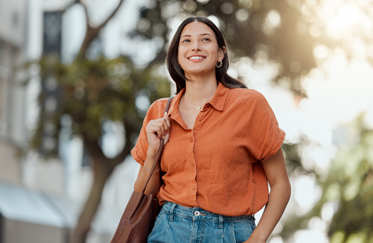 woman strolling outside