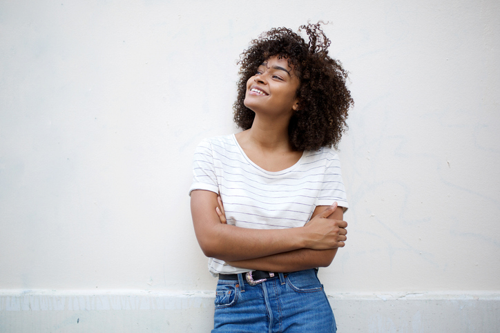 woman looking self-confident