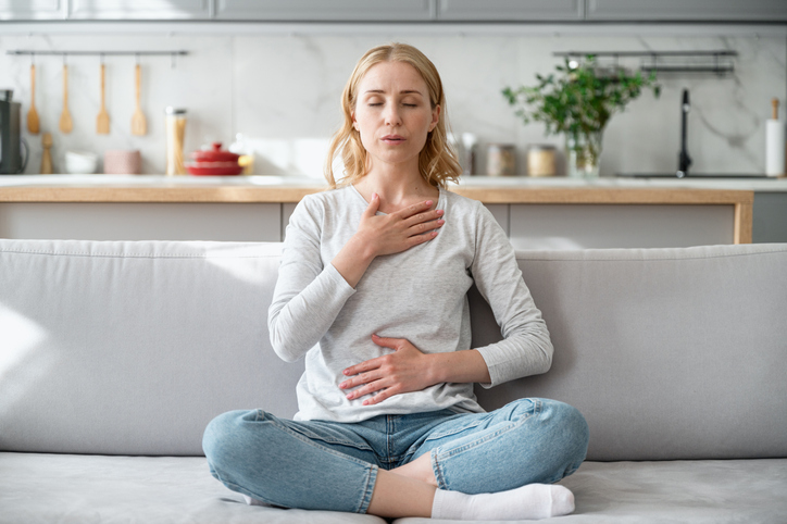 woman trying to manage her period poops