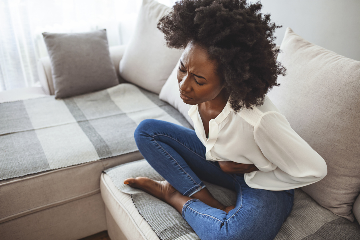 woman in pain on her period