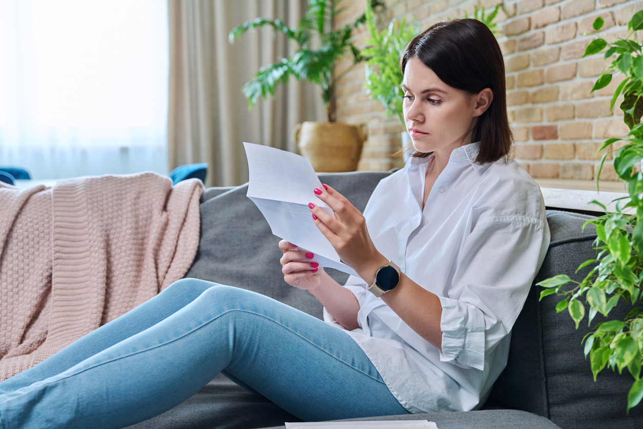 woman reading the results of an endometrial biopsy