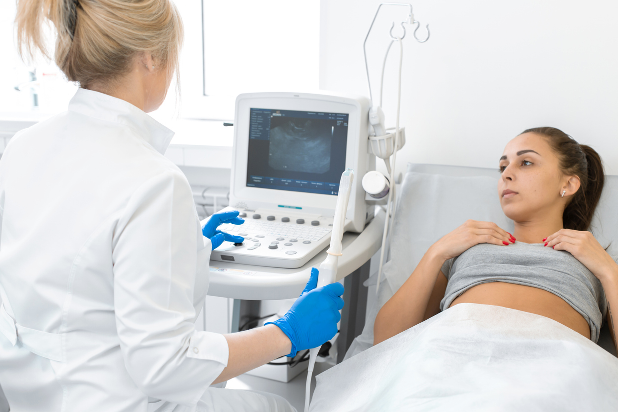 woman getting an ultrasound to rule out uterine fibroids
