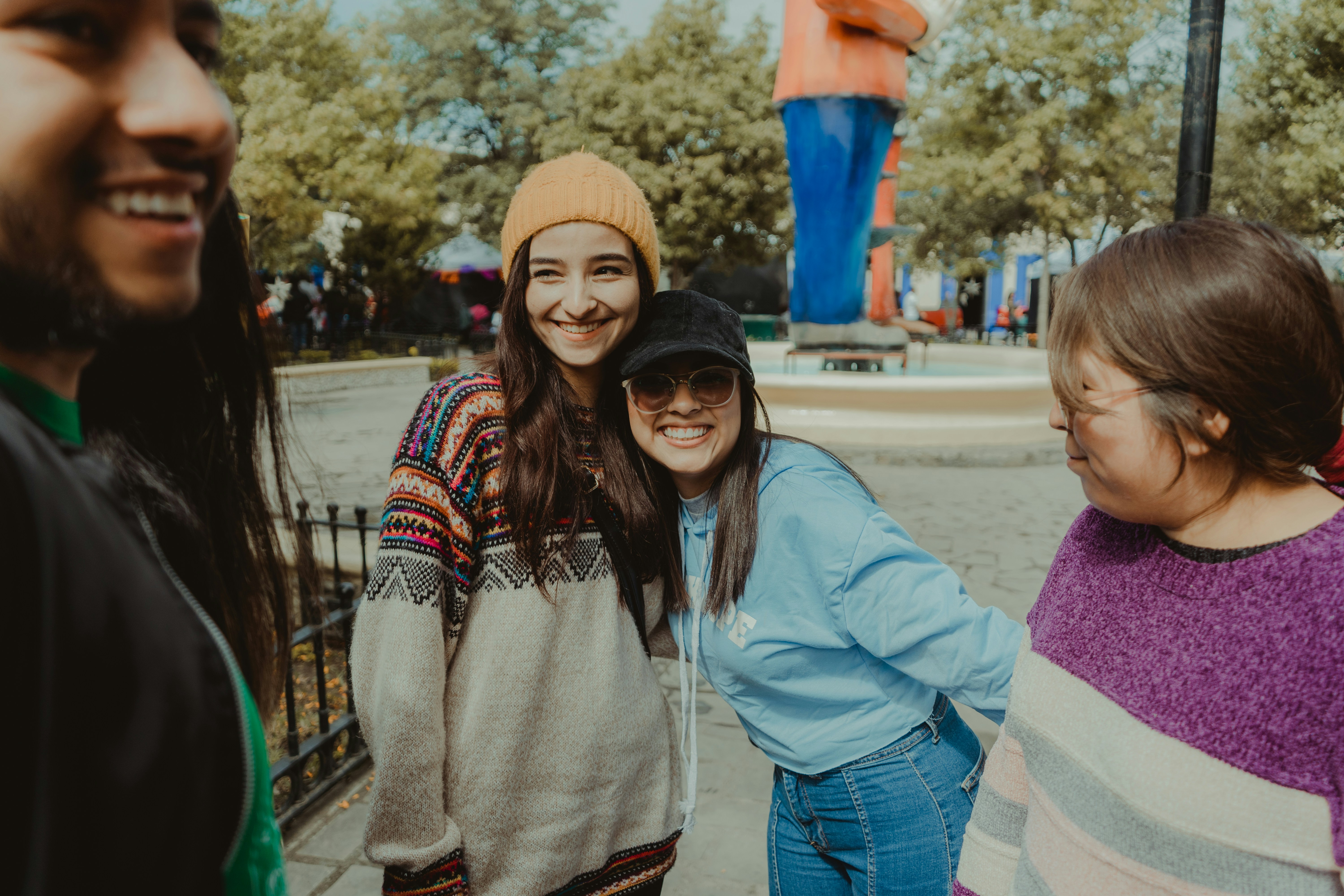 young women exploring a new town