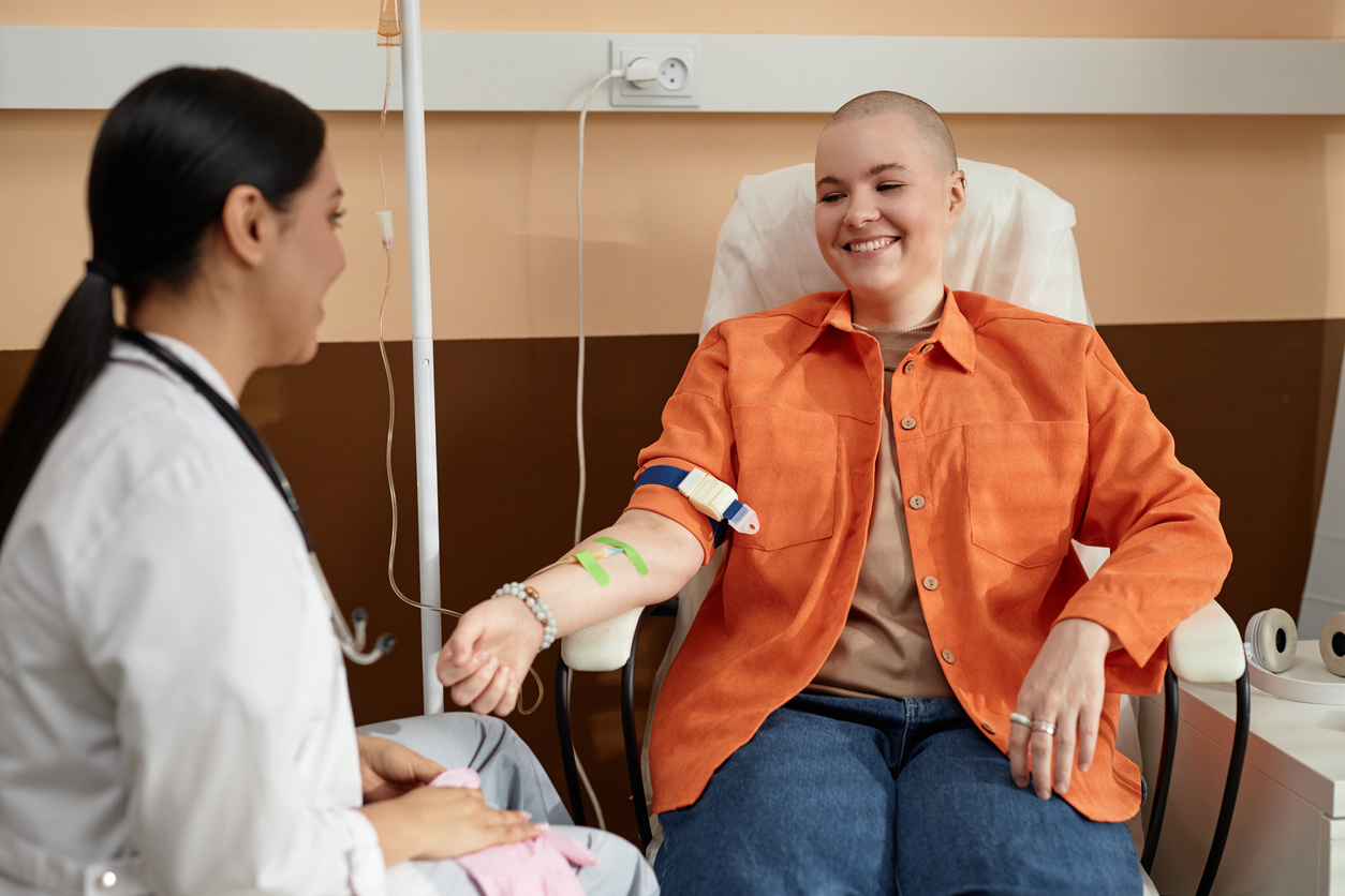 woman having chemo administered