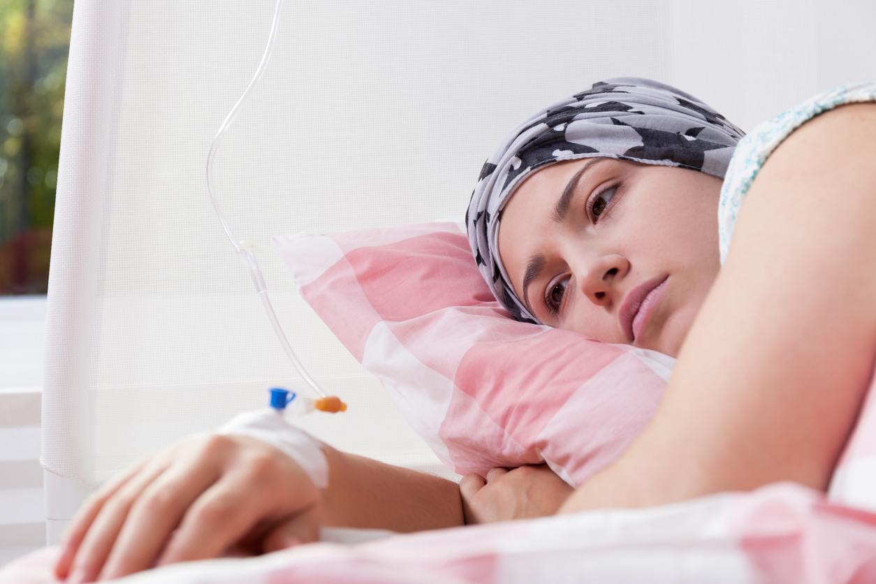 exhausted woman undergoing chemo