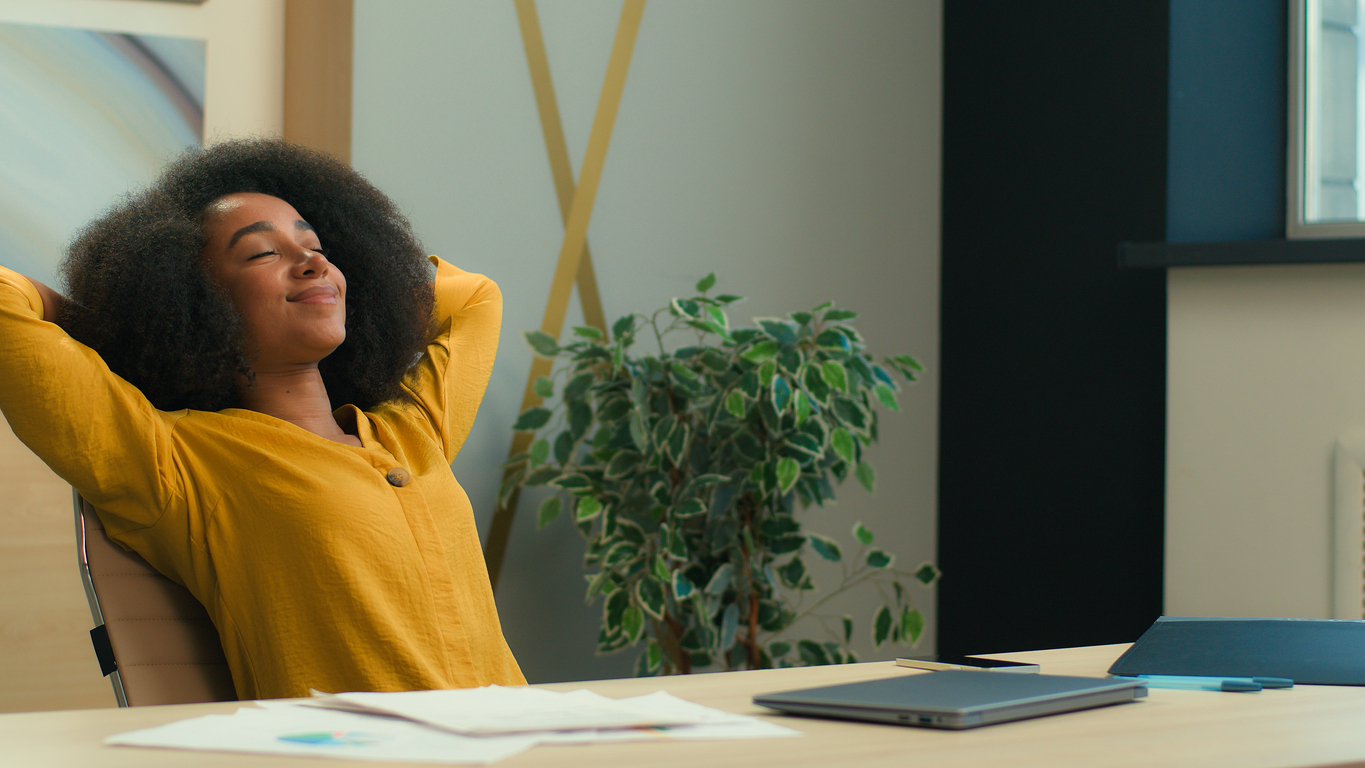 woman taking a break from screens